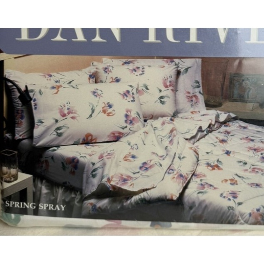 Vintage 80s‎ Pillowcases Tulip Floral Spring Spray Pattern Dan River Peach Pink
